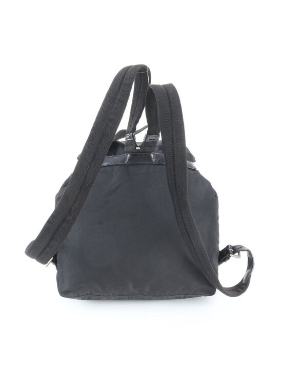 Prada Tessuto Nylon Triangle Logo Leather Backpack Black main image 7